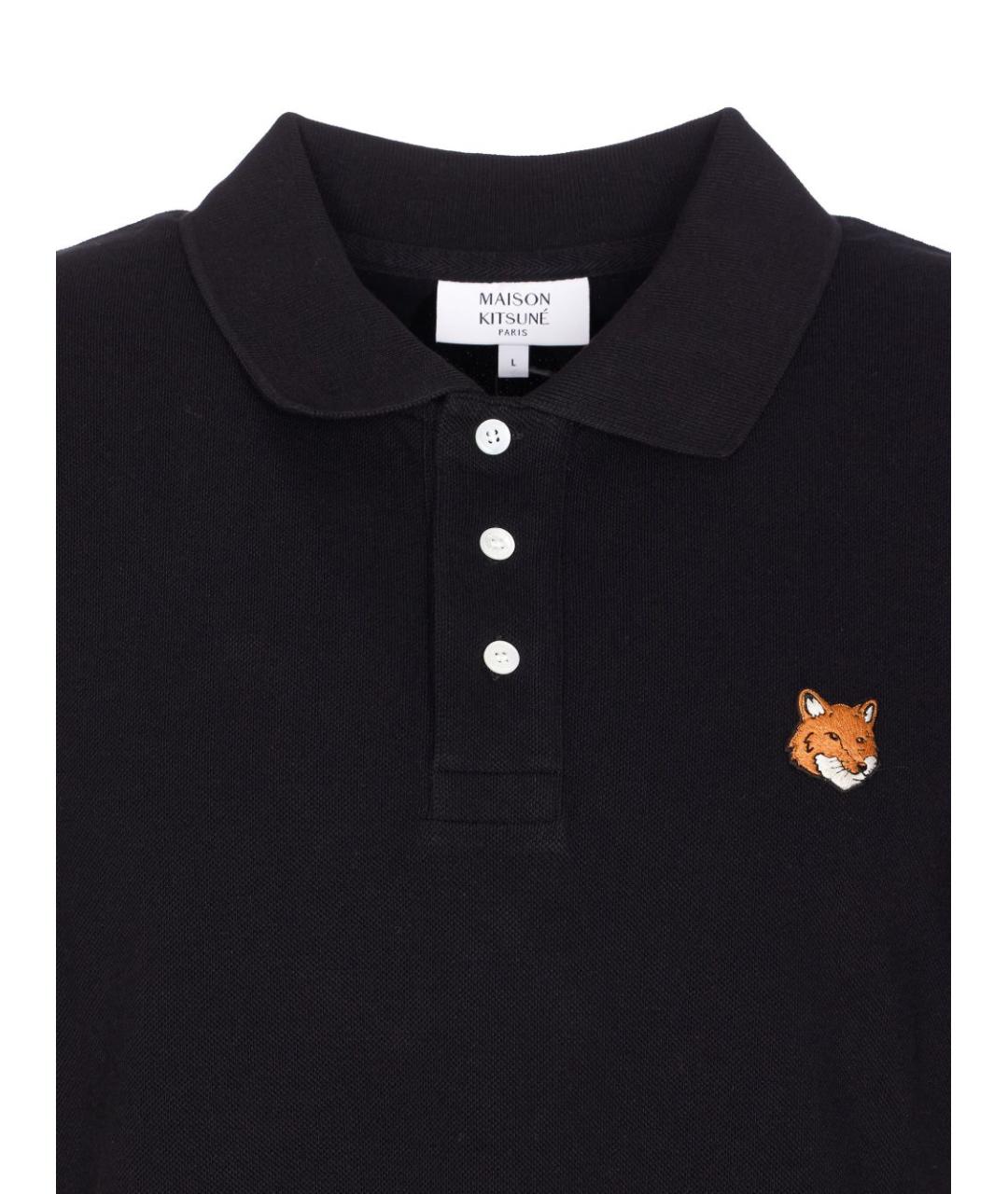 MAISON KITSUNE Черное хлопковое поло с коротким рукавом, фото 3