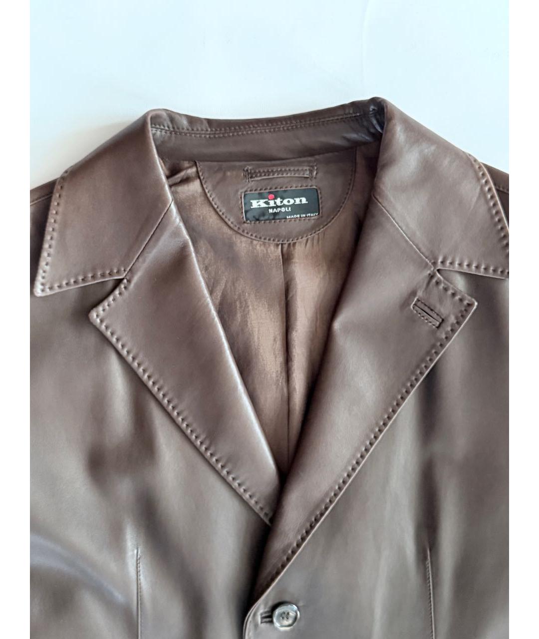 KITON Коричневая кожаная куртка, фото 3
