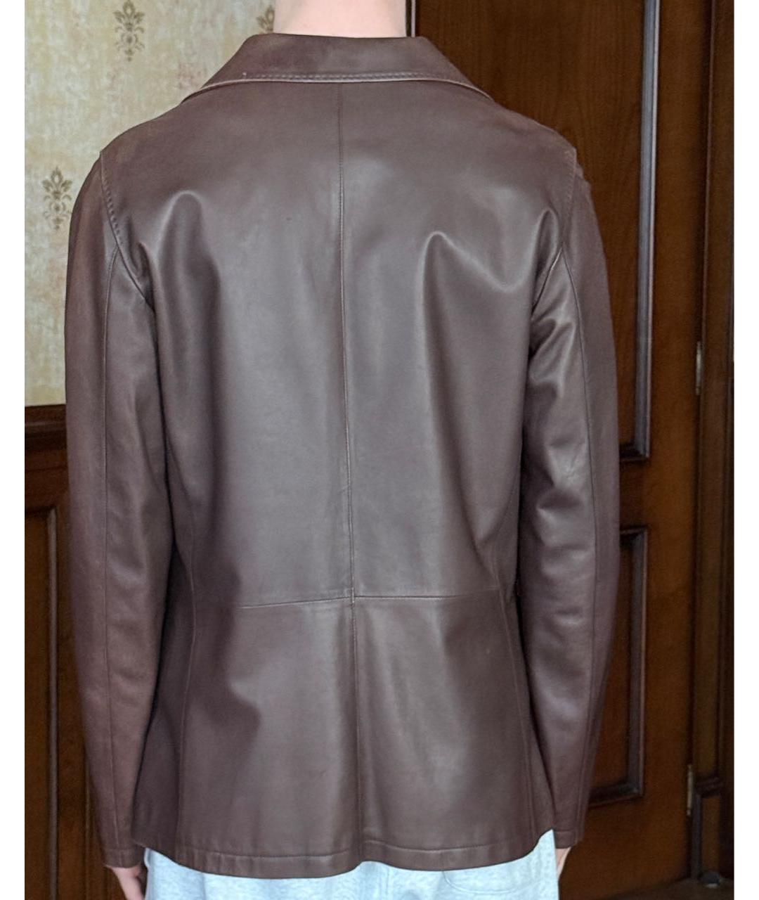 KITON Коричневая кожаная куртка, фото 2