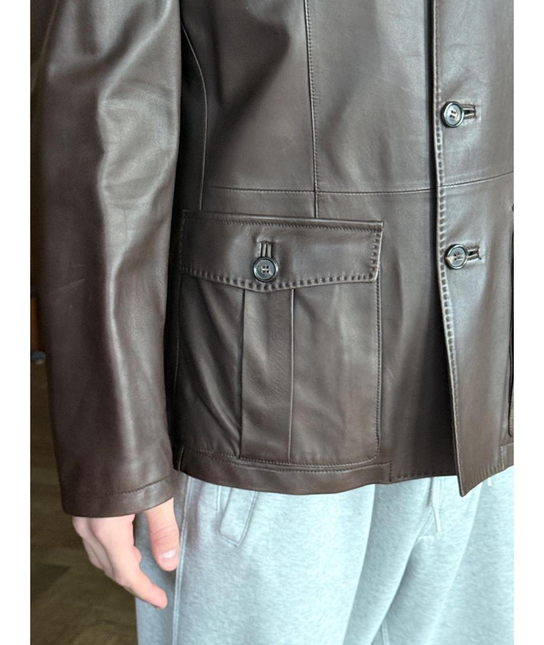 KITON Коричневая кожаная куртка, фото 5