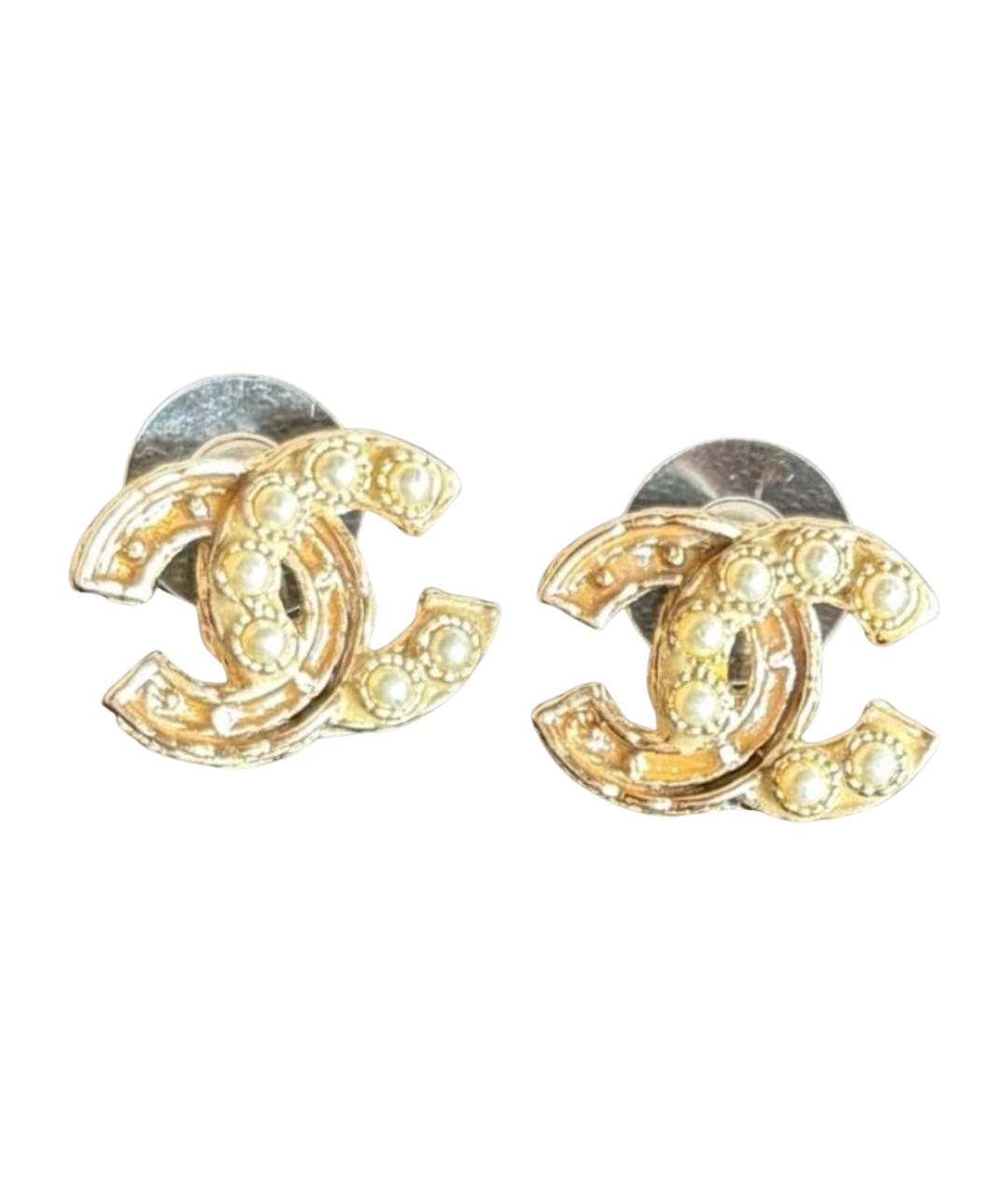 CHANEL Золотые металлические серьги, фото 1