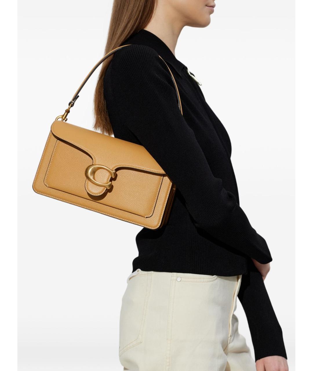 COACH Бежевая кожаная сумка через плечо, фото 3