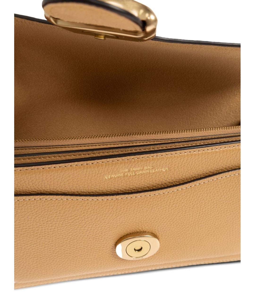 COACH Бежевая кожаная сумка через плечо, фото 5