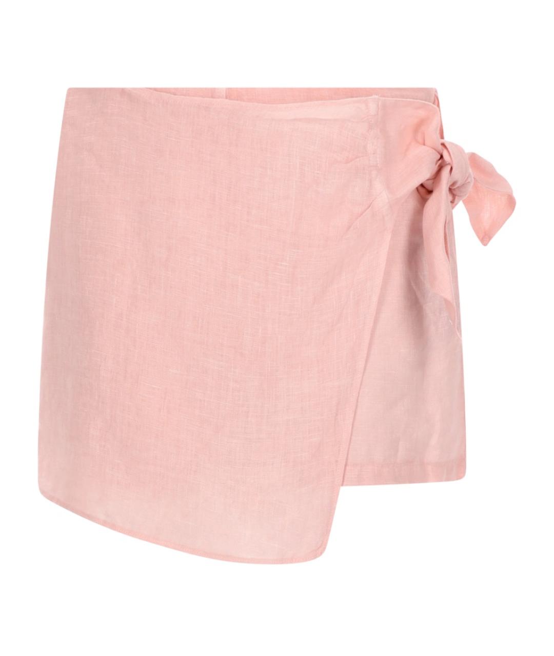 120% LINO Розовые льняные шорты, фото 1