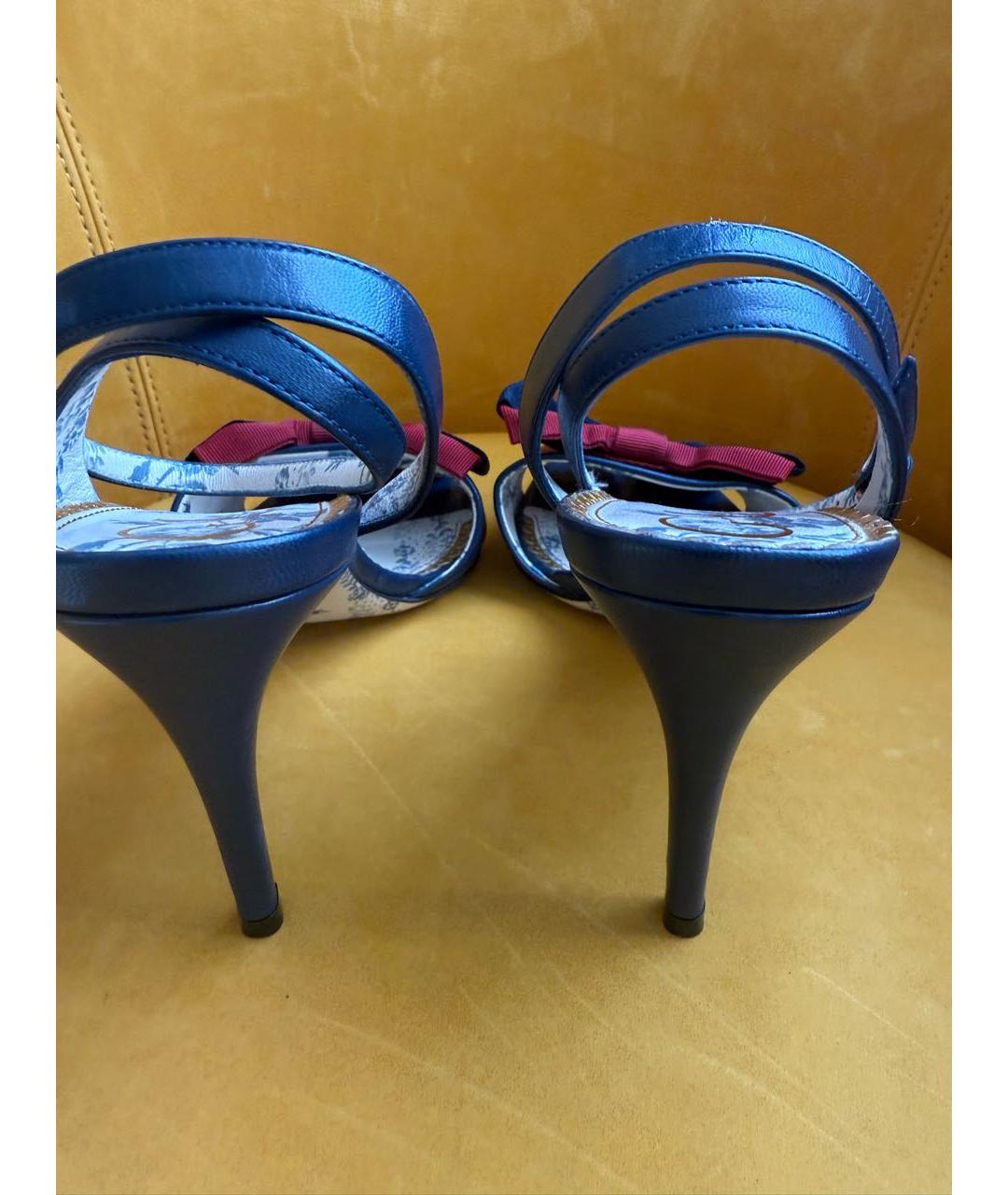 GUCCI BEAUTY Темно-синие кожаные босоножки, фото 4