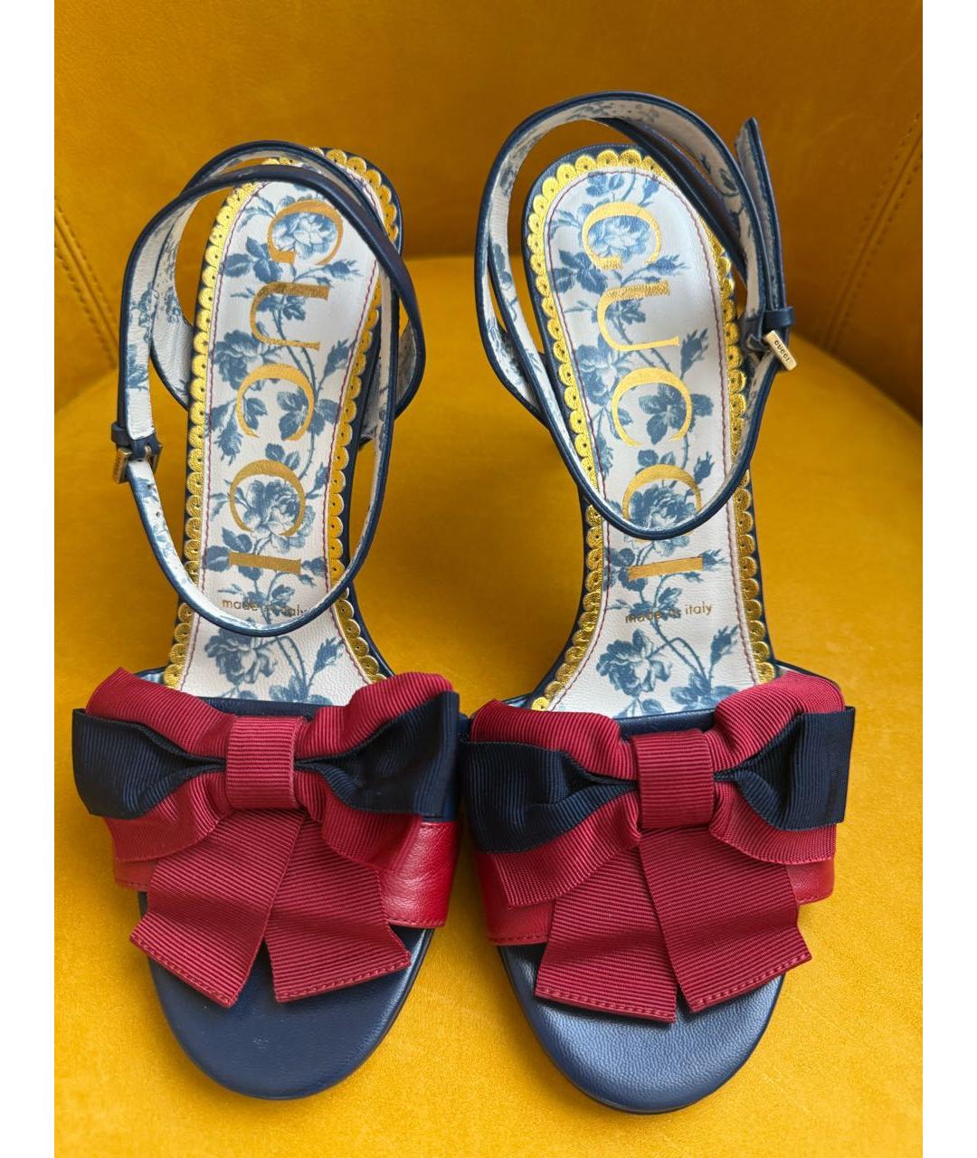 GUCCI BEAUTY Темно-синие кожаные босоножки, фото 2