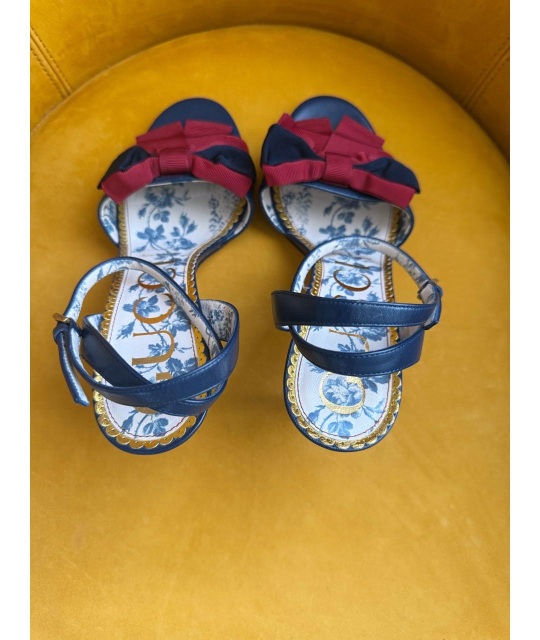 GUCCI BEAUTY Темно-синие кожаные босоножки, фото 3