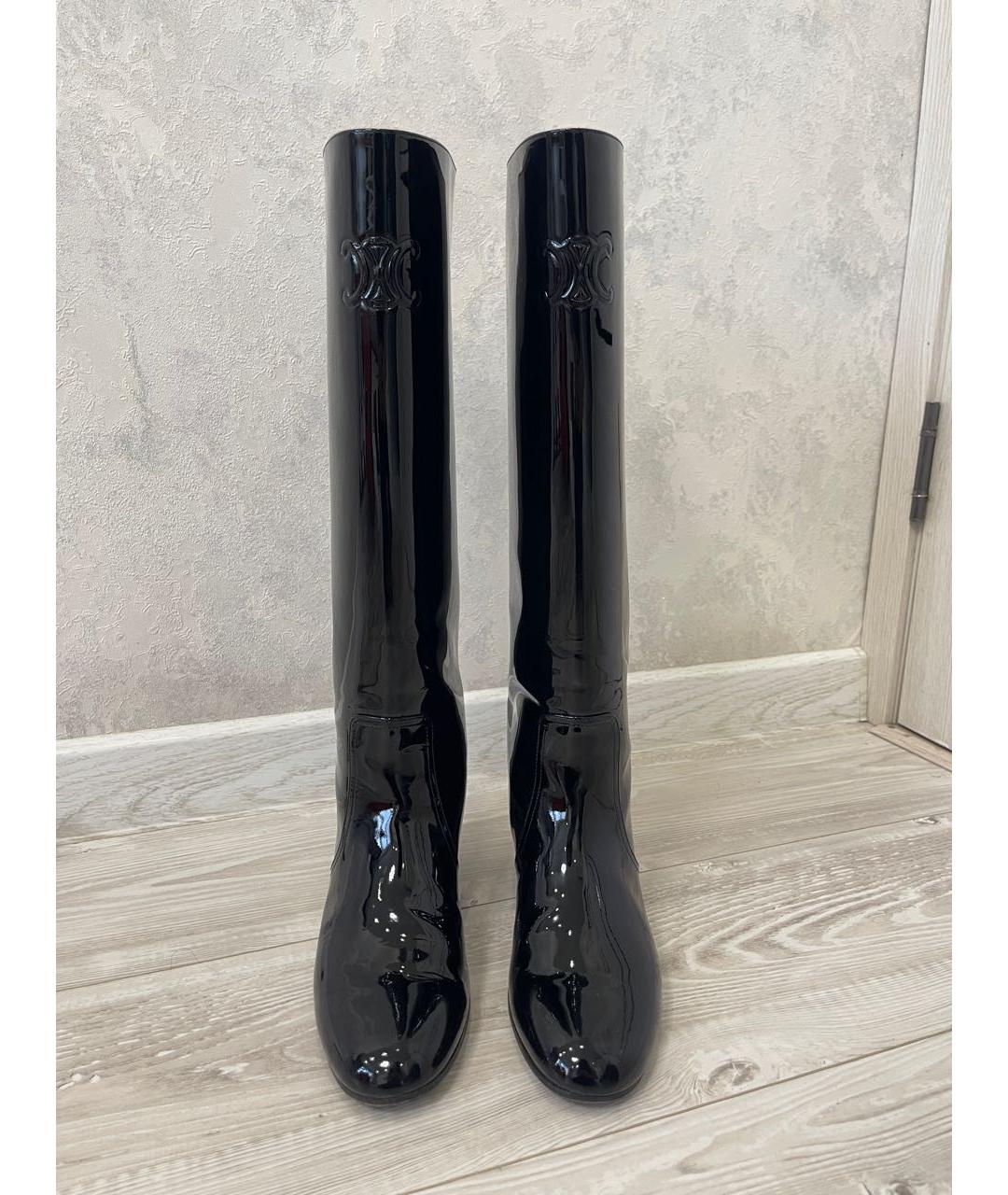 CELINE Черные сапоги из лакированной кожи, фото 2