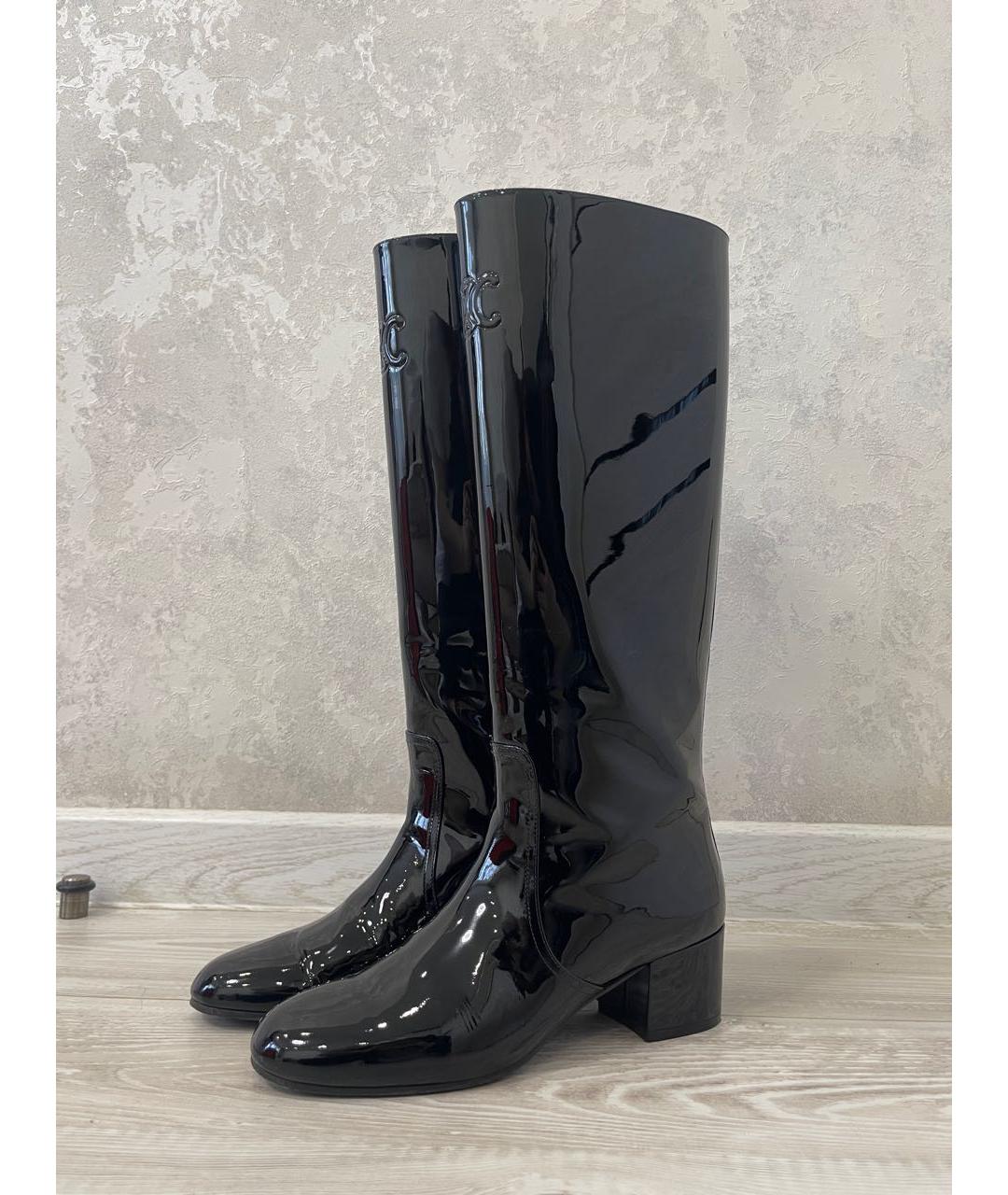 CELINE Черные сапоги из лакированной кожи, фото 7
