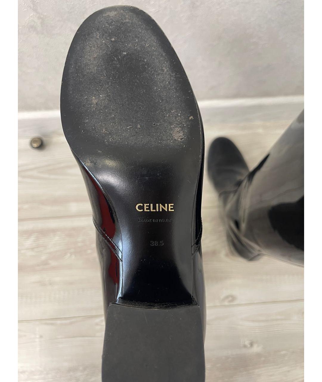 CELINE Черные сапоги из лакированной кожи, фото 4