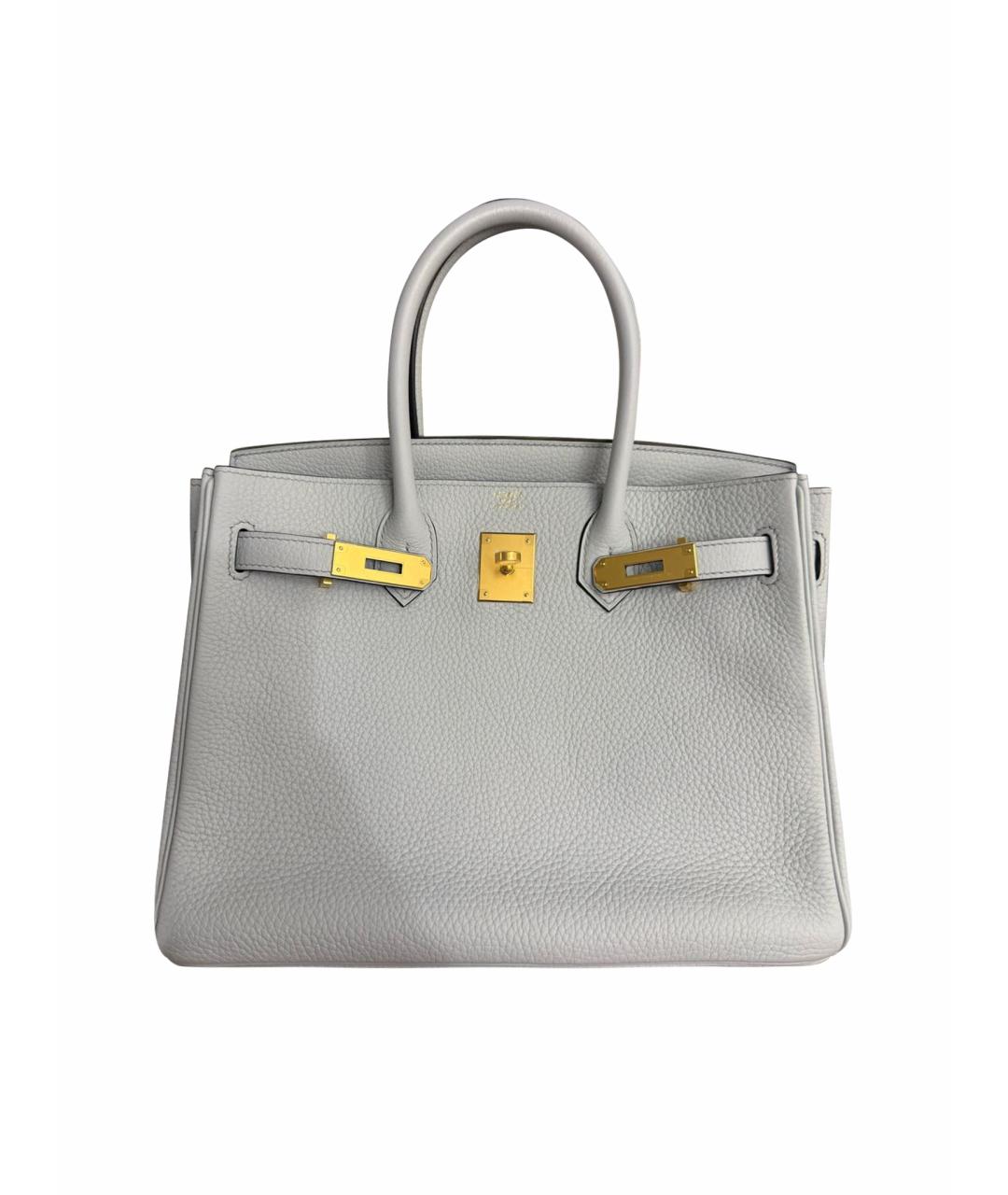 HERMES Голубая кожаная сумка с короткими ручками, фото 1