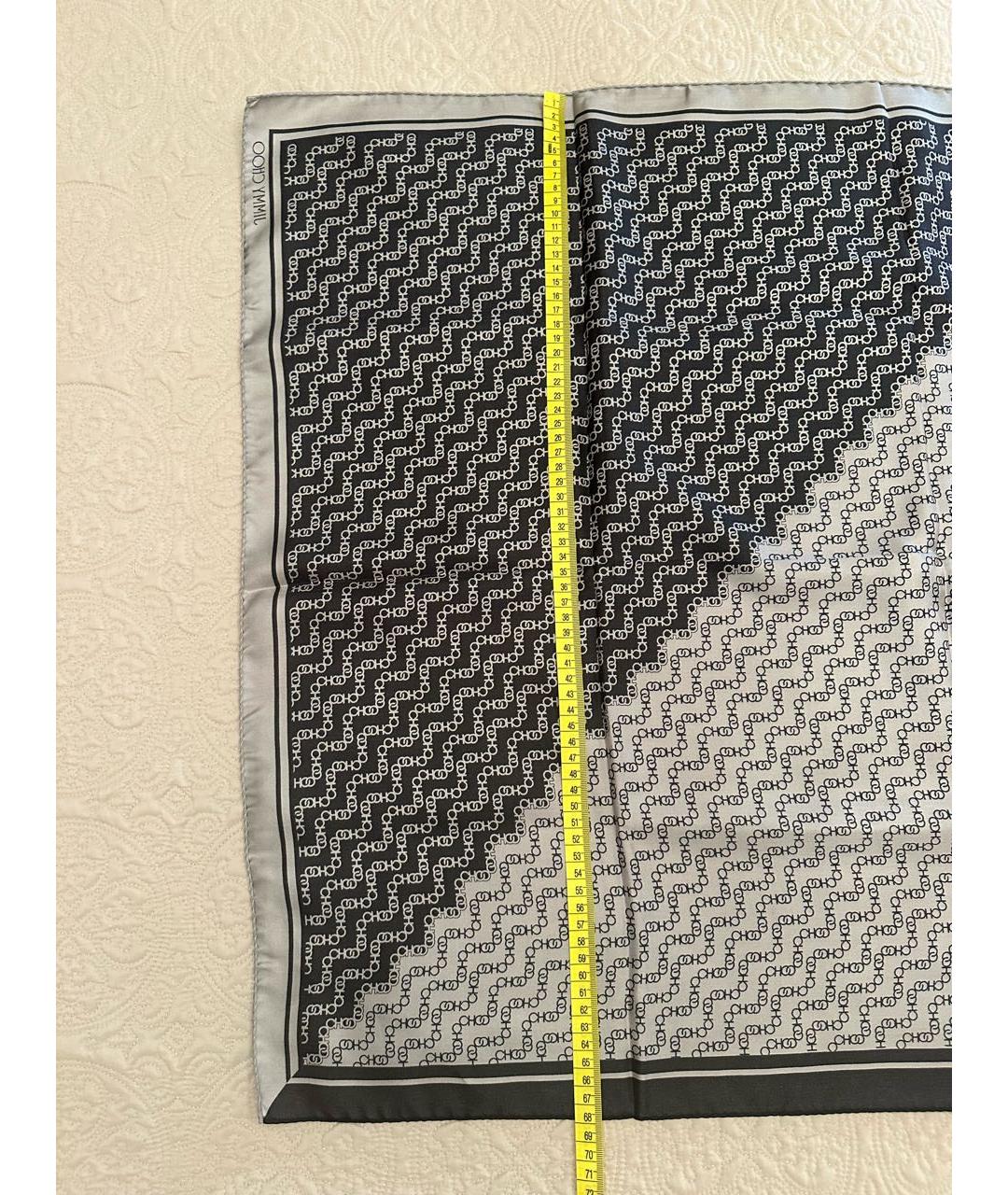 JIMMY CHOO Серый шелковый платок, фото 5