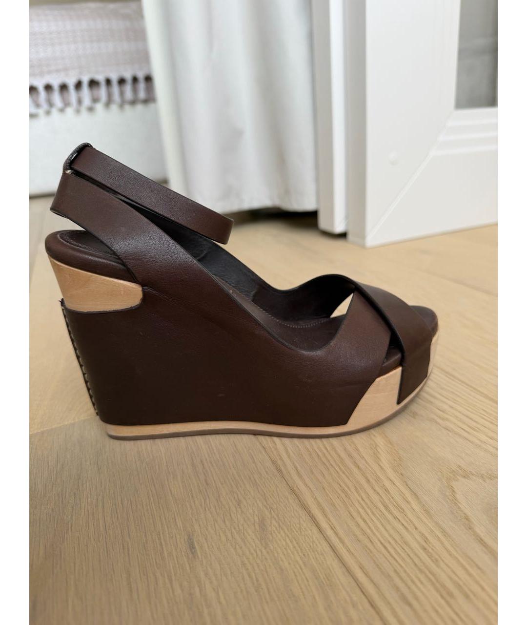 RALPH LAUREN COLLECTION Коричневые кожаные босоножки, фото 9