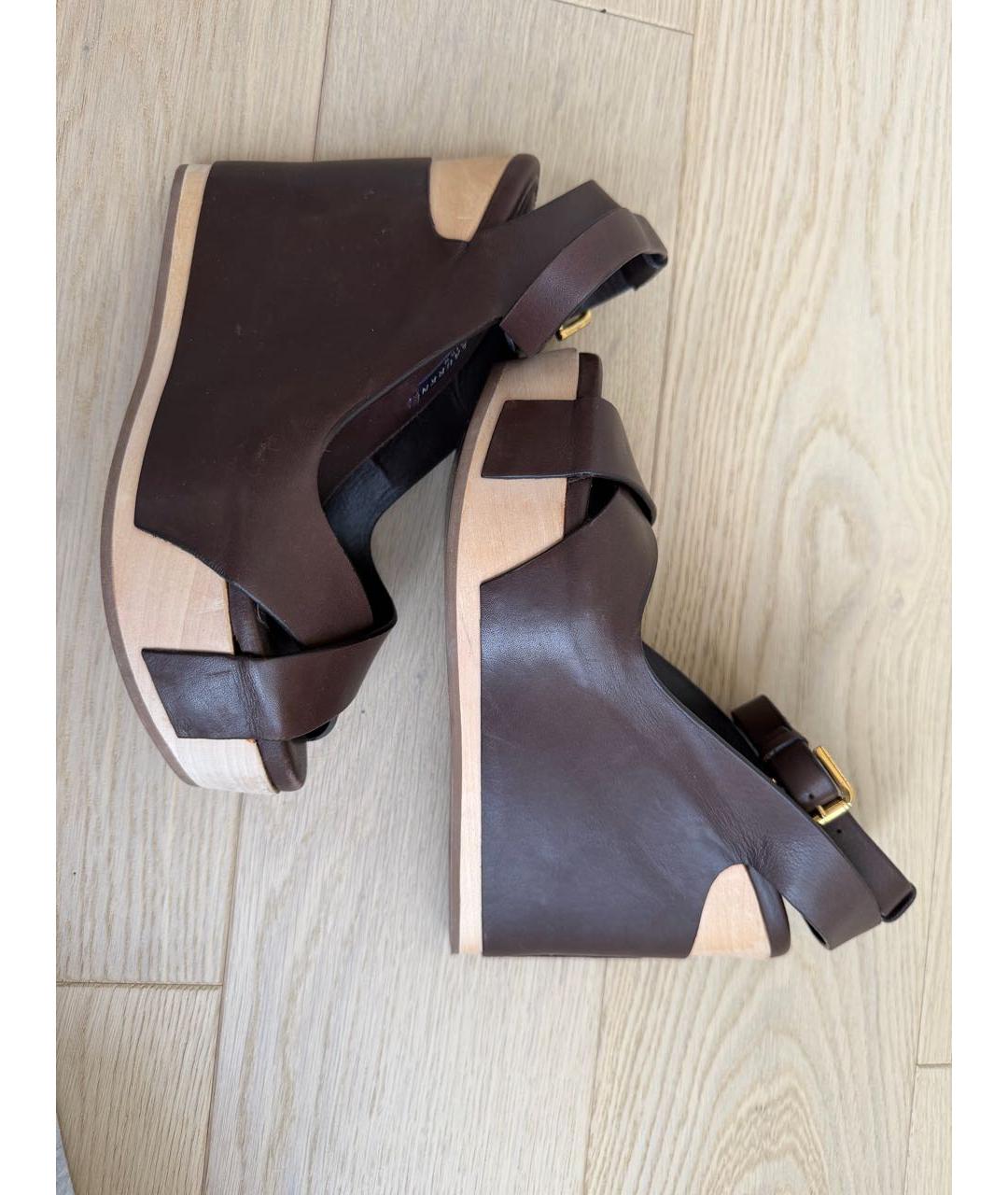 RALPH LAUREN COLLECTION Коричневые кожаные босоножки, фото 5