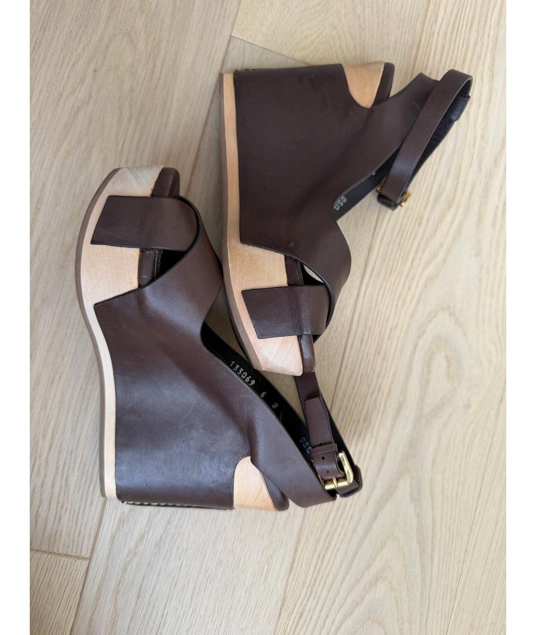 RALPH LAUREN COLLECTION Коричневые кожаные босоножки, фото 6