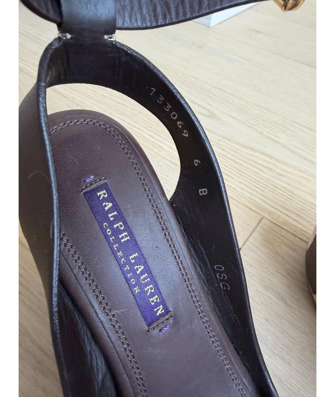RALPH LAUREN COLLECTION Коричневые кожаные босоножки, фото 7