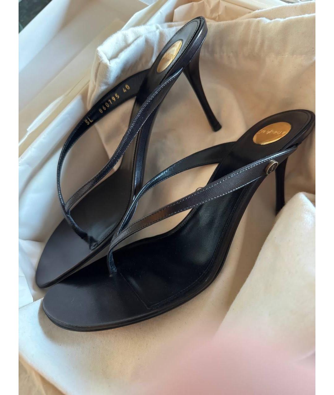 SAINT LAURENT Черные кожаные мюли, фото 3