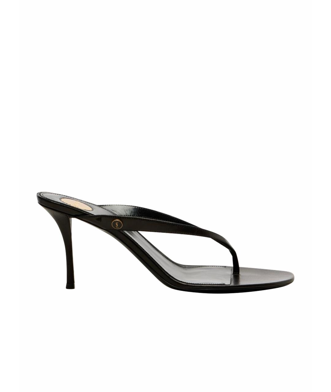 SAINT LAURENT Черные кожаные мюли, фото 5