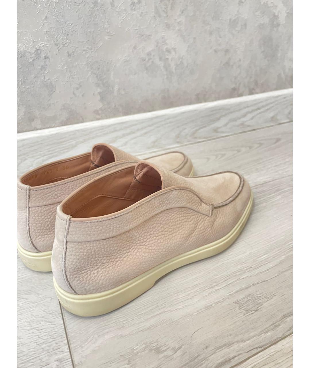 SANTONI Бежевые нубуковые лоферы, фото 6