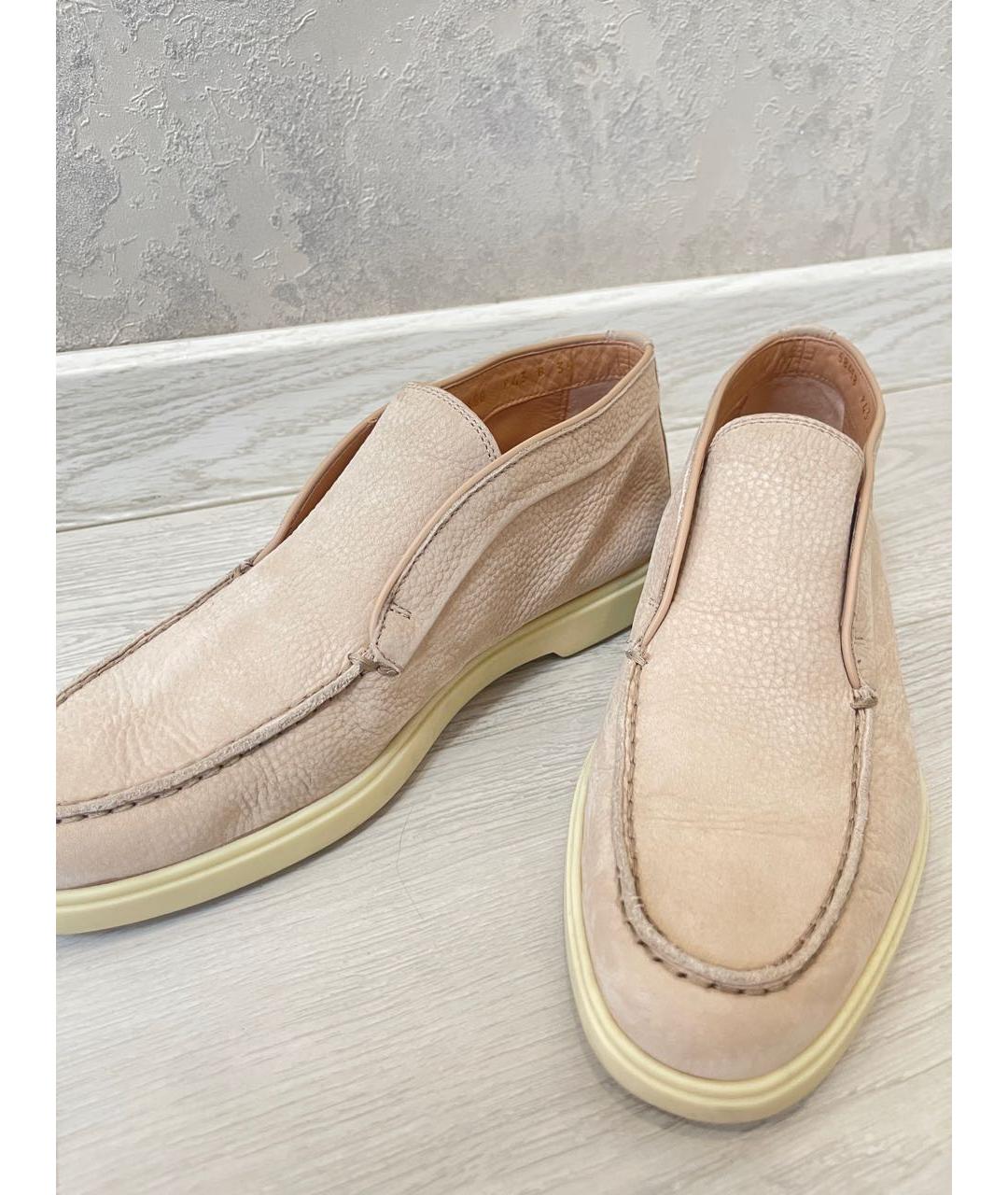 SANTONI Бежевые нубуковые лоферы, фото 7