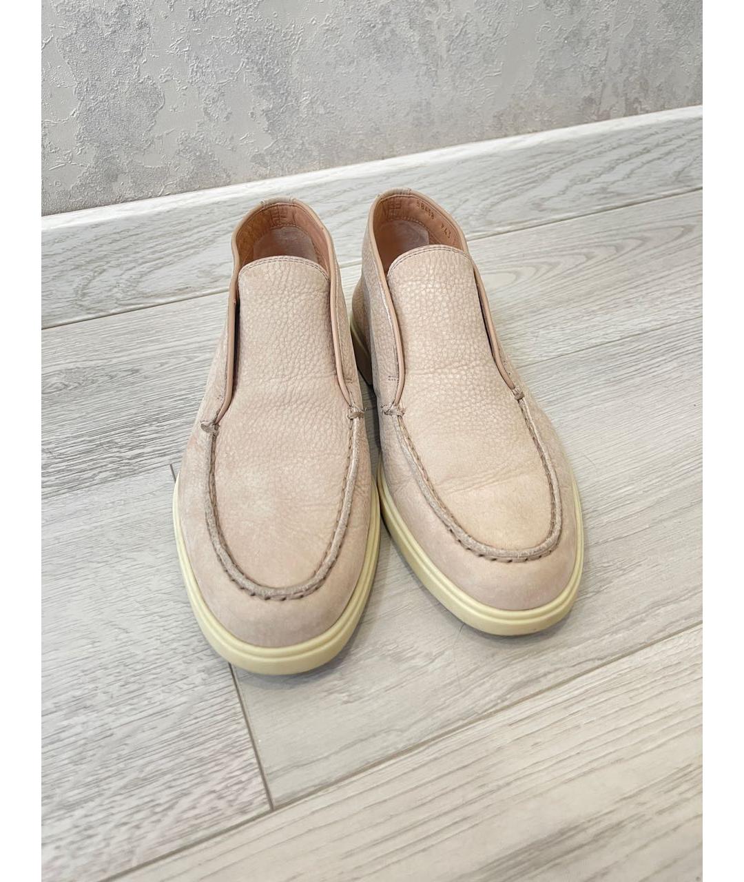 SANTONI Бежевые нубуковые лоферы, фото 3