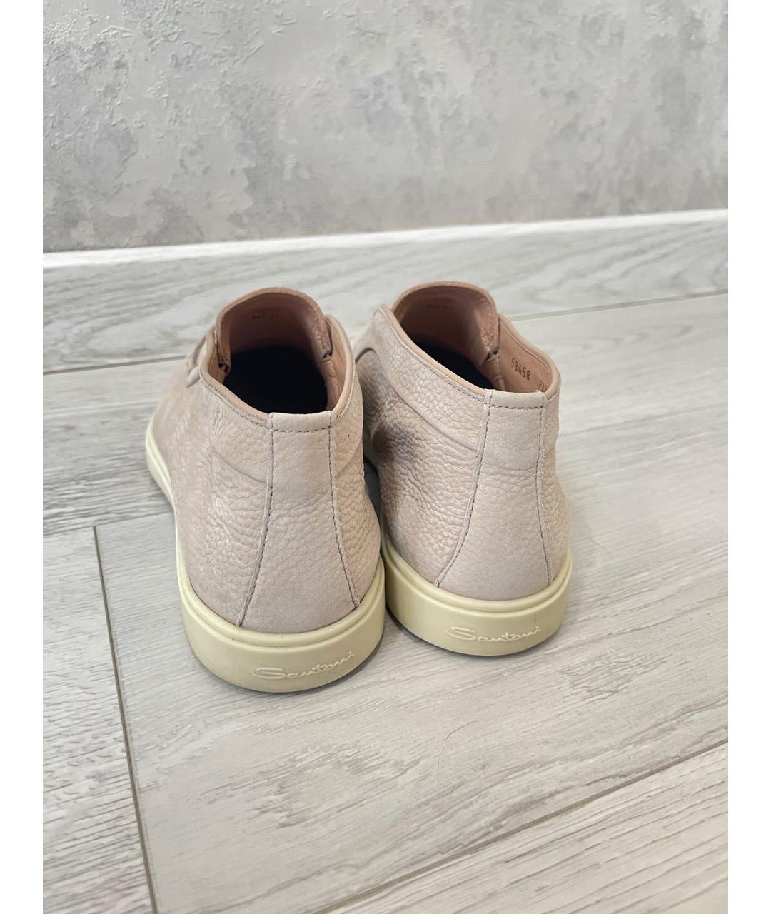 SANTONI Бежевые нубуковые лоферы, фото 5