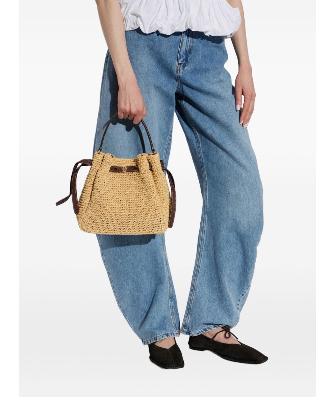 TORY BURCH Бежевая пелетеная сумка с короткими ручками, фото 2