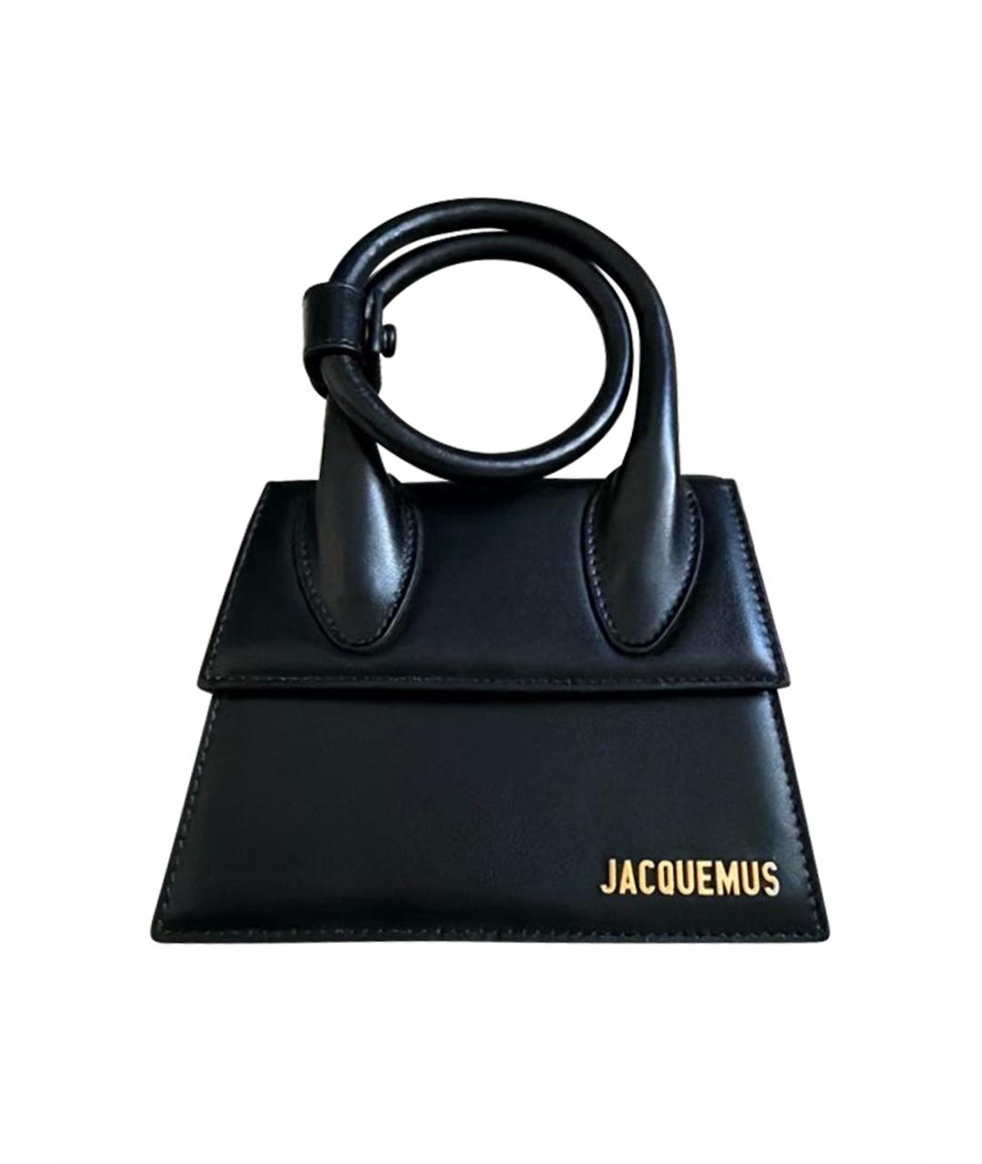 JACQUEMUS Черная кожаная сумка с короткими ручками, фото 1