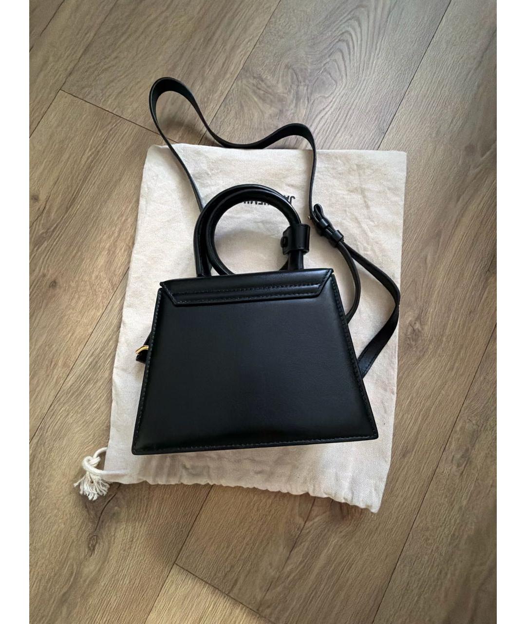 JACQUEMUS Черная кожаная сумка с короткими ручками, фото 2