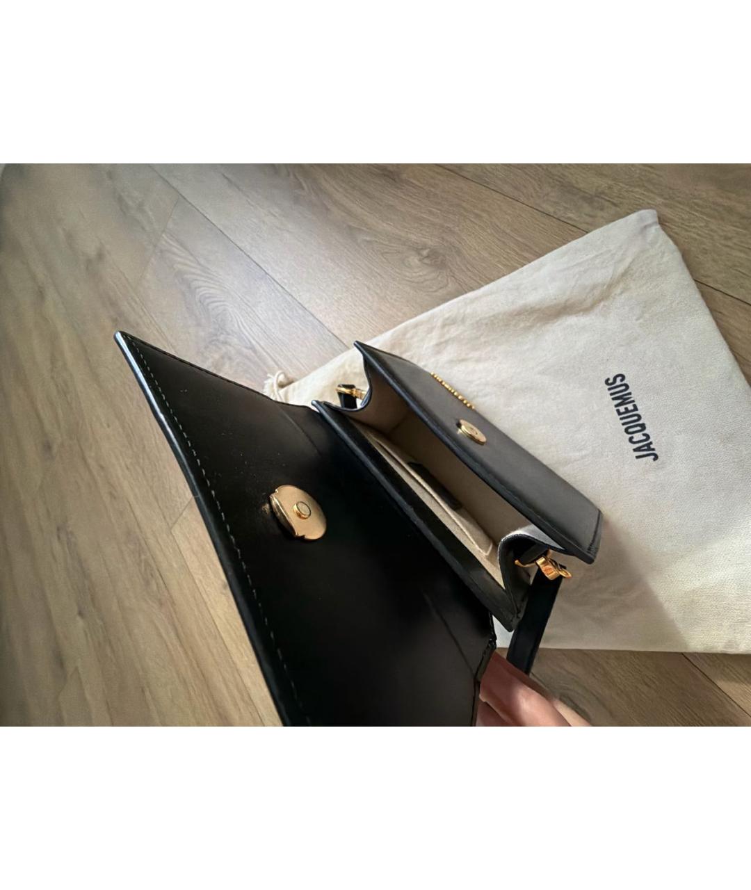 JACQUEMUS Черная кожаная сумка с короткими ручками, фото 3