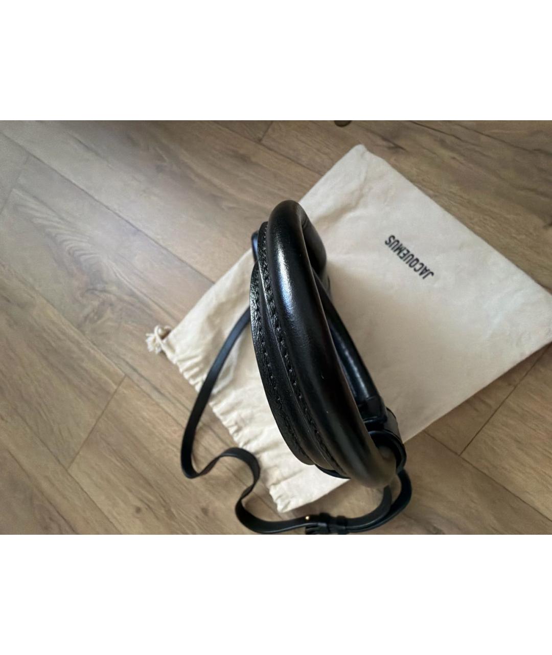 JACQUEMUS Черная кожаная сумка с короткими ручками, фото 7