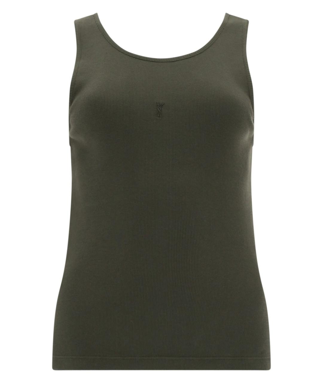 SAINT LAURENT Коричневая хлопковая майка, фото 1