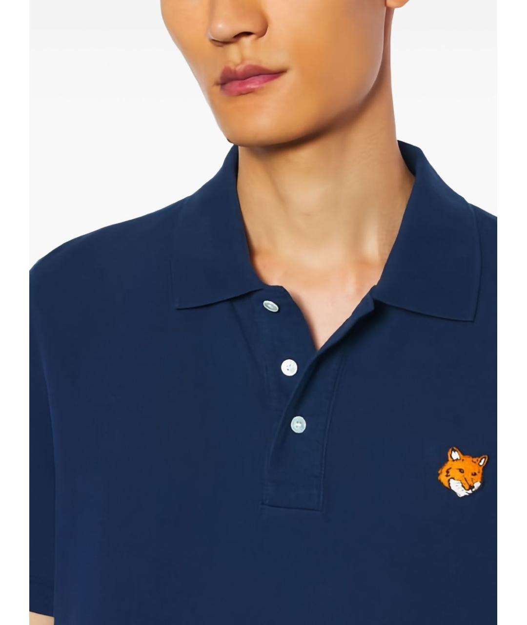 MAISON KITSUNE Синее хлопковое поло с коротким рукавом, фото 2