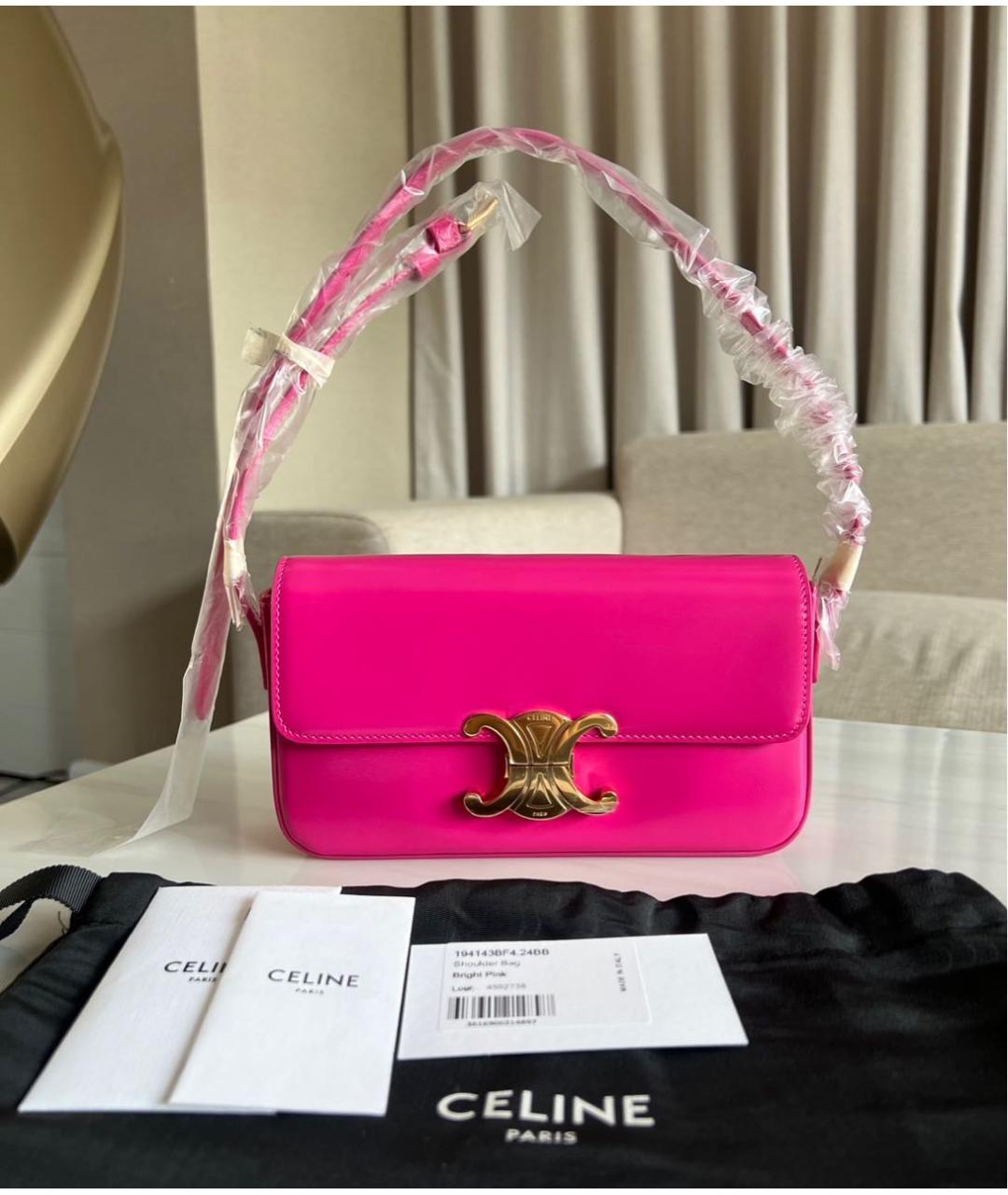 CELINE Фуксия кожаная сумка через плечо, фото 2