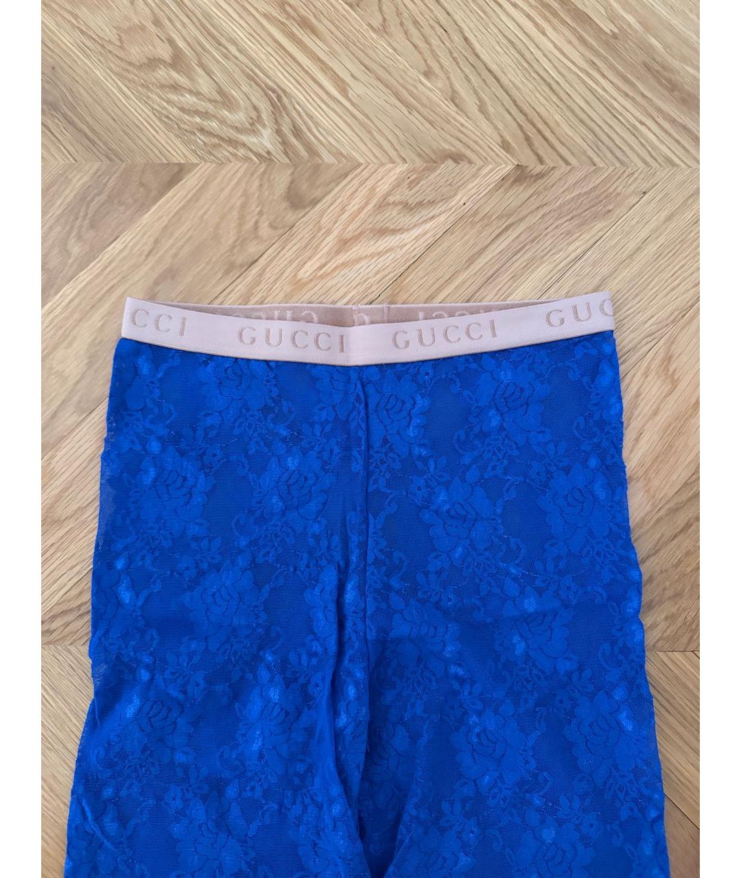 GUCCI Синие кружевные леггинсы и велосипедки, фото 2