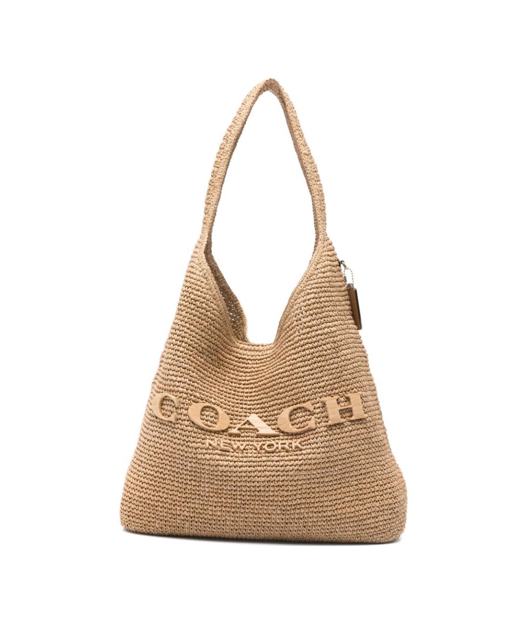 COACH Бежевая пелетеная сумка тоут, фото 1