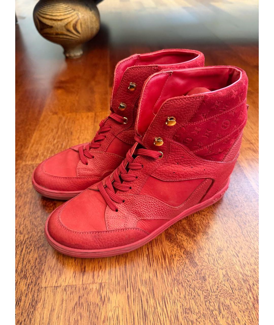 LOUIS VUITTON Красные кожаные кеды, фото 8