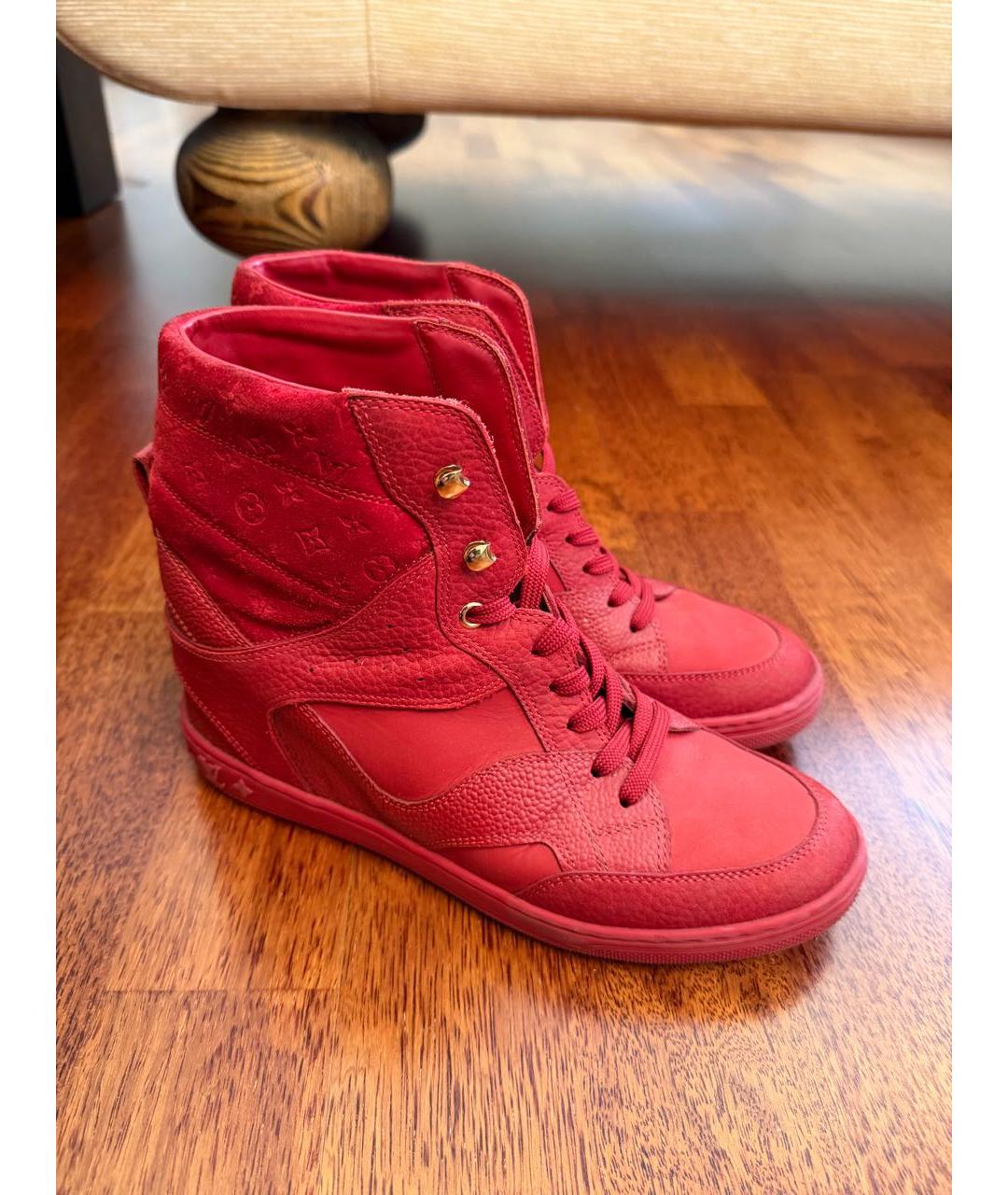 LOUIS VUITTON Красные кожаные кеды, фото 3