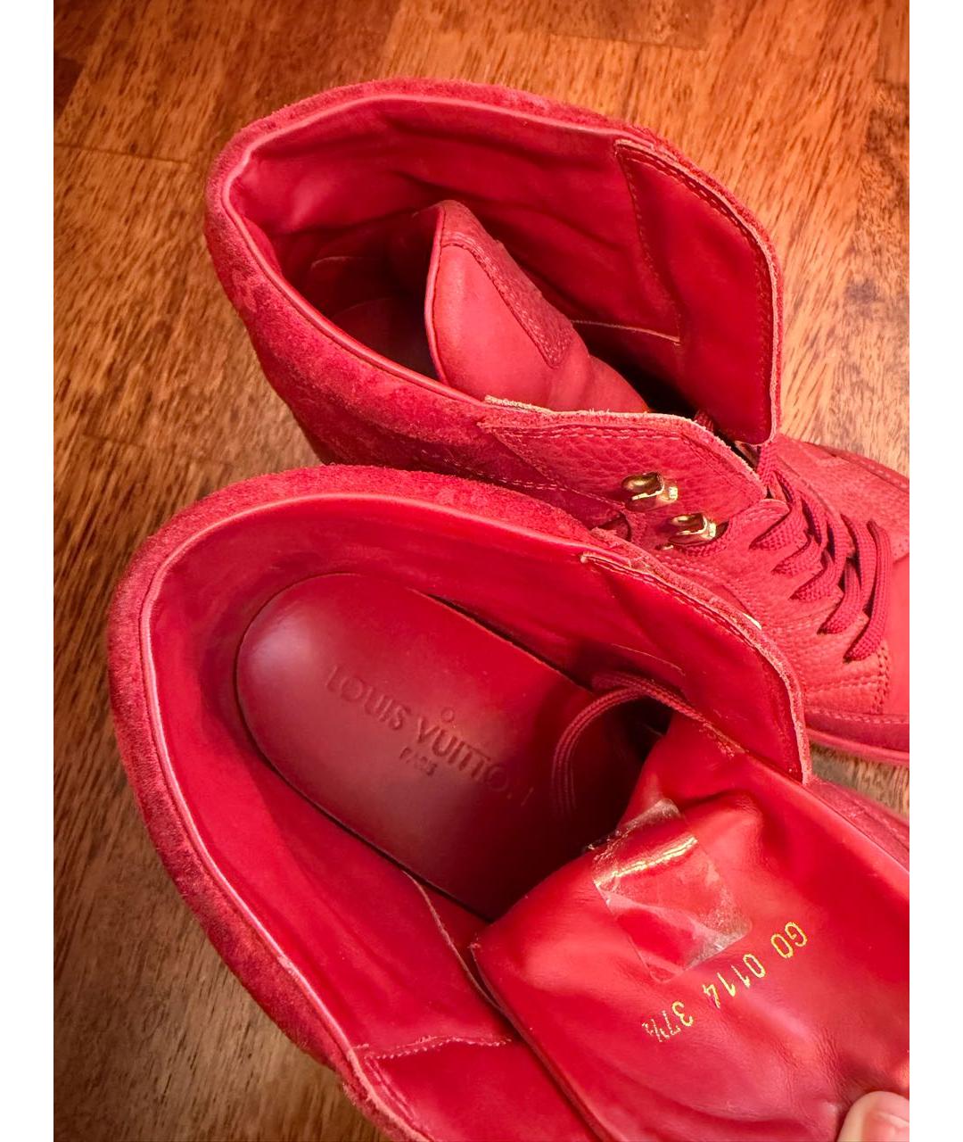 LOUIS VUITTON Красные кожаные кеды, фото 5