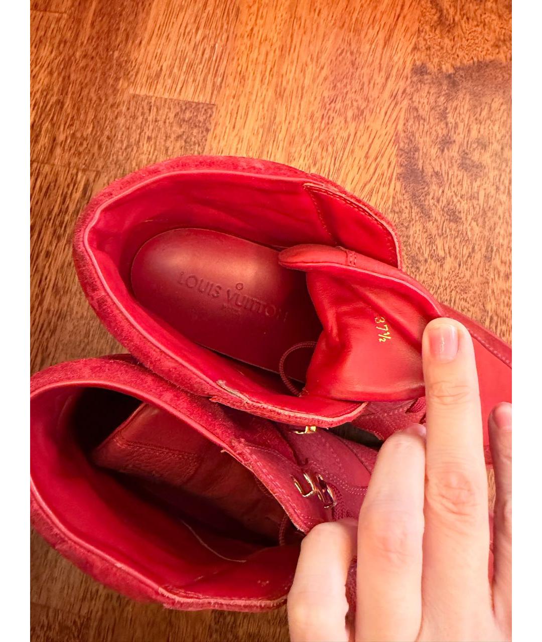 LOUIS VUITTON Красные кожаные кеды, фото 6