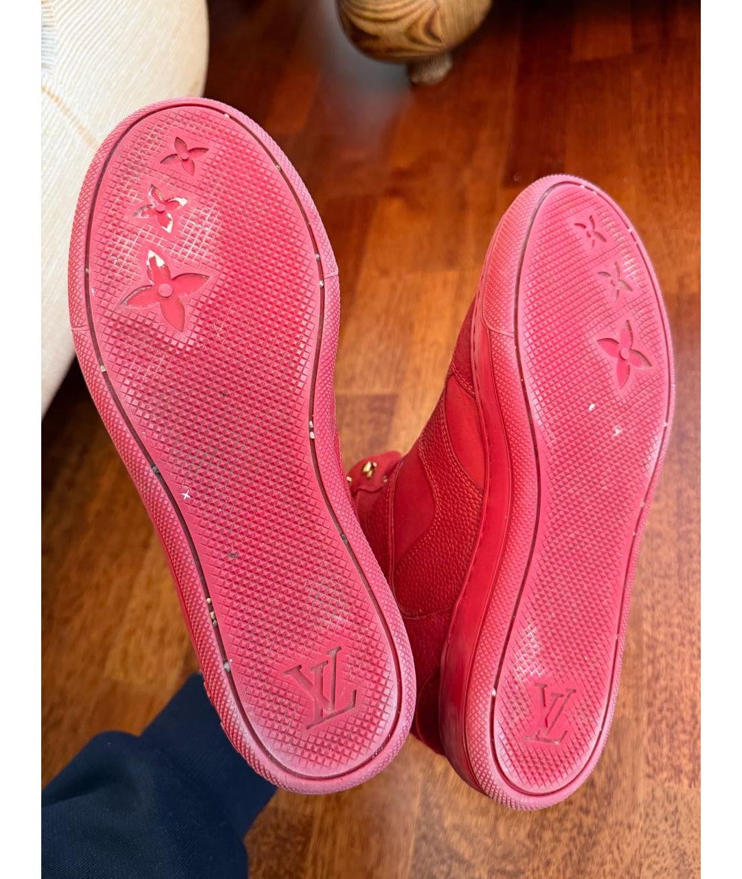 LOUIS VUITTON Красные кожаные кеды, фото 7