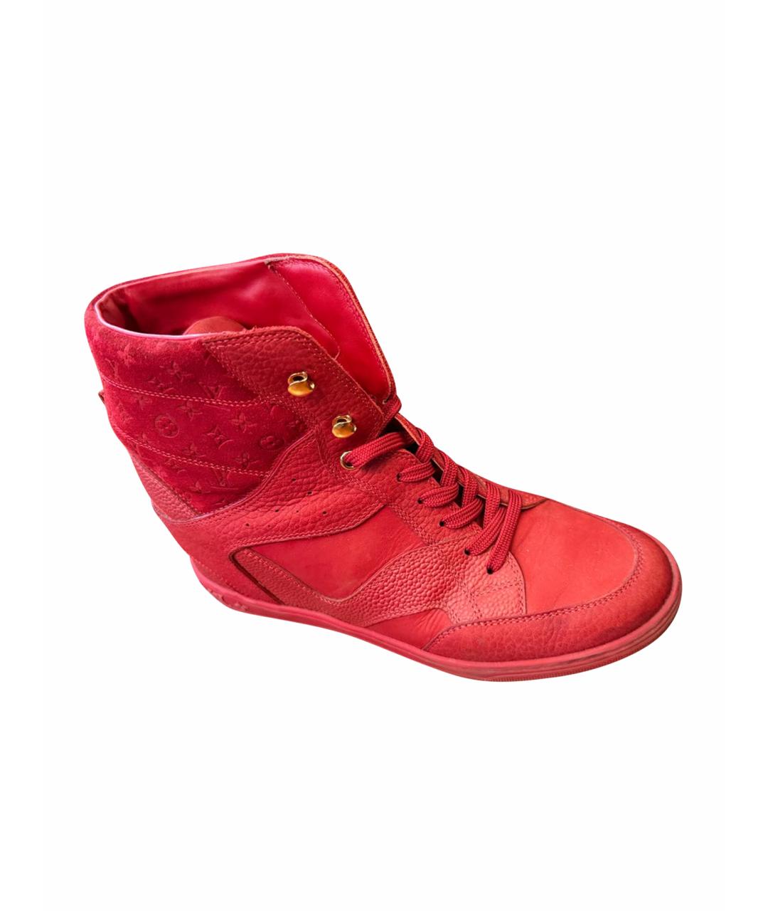 LOUIS VUITTON Красные кожаные кеды, фото 1