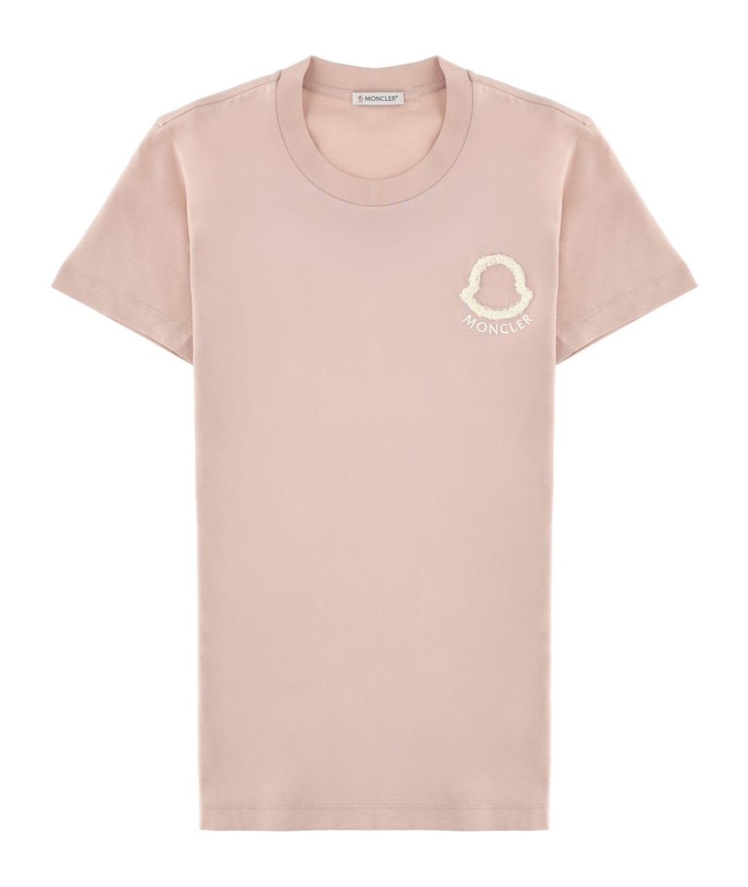 MONCLER Розовая хлопковая футболка, фото 1