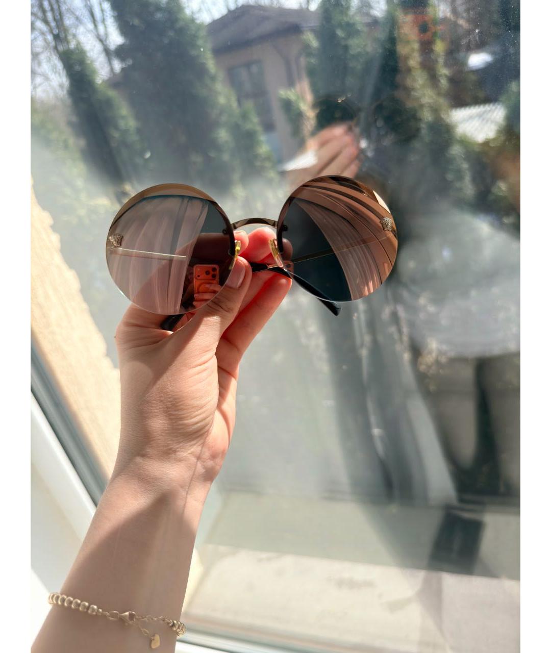 VERSACE Золотые пластиковые солнцезащитные очки, фото 8