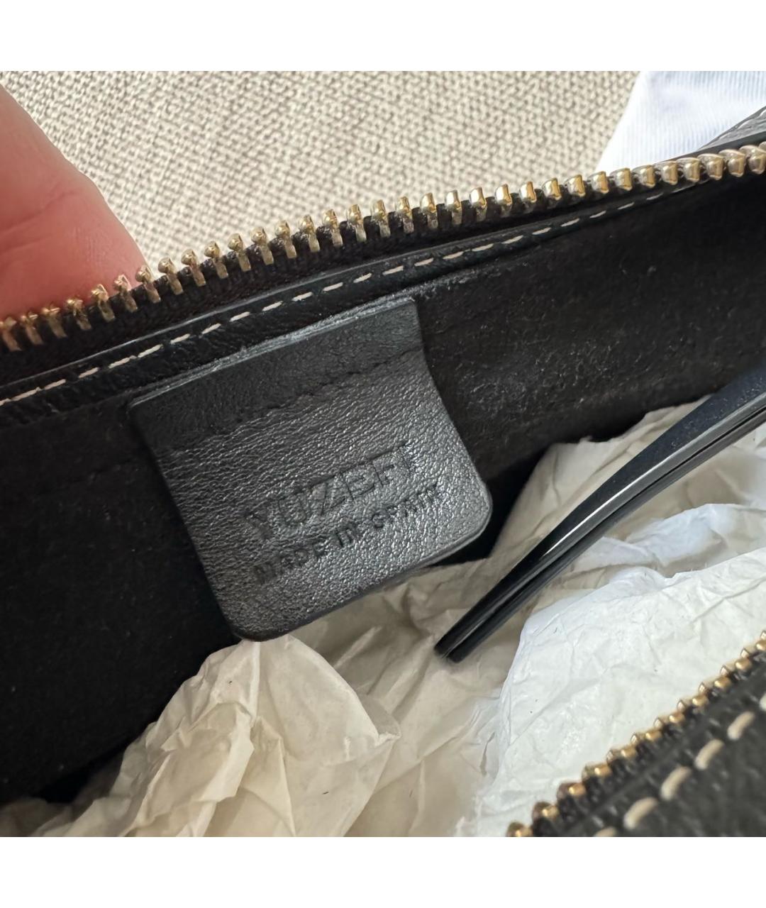 YUZEFI Черная кожаная сумка с короткими ручками, фото 4