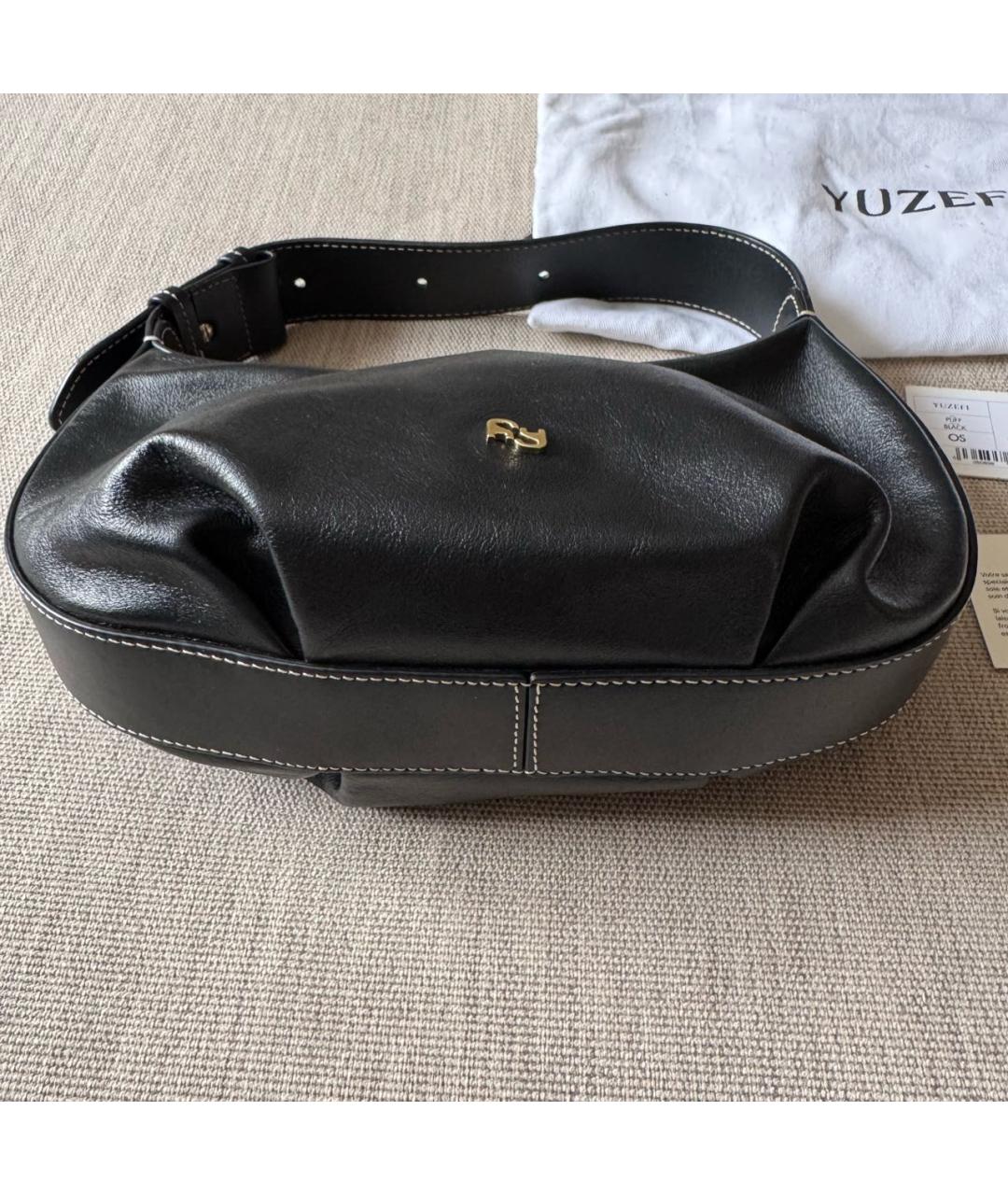 YUZEFI Черная кожаная сумка с короткими ручками, фото 2