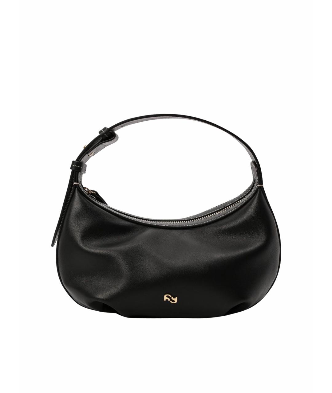 YUZEFI Черная кожаная сумка с короткими ручками, фото 1