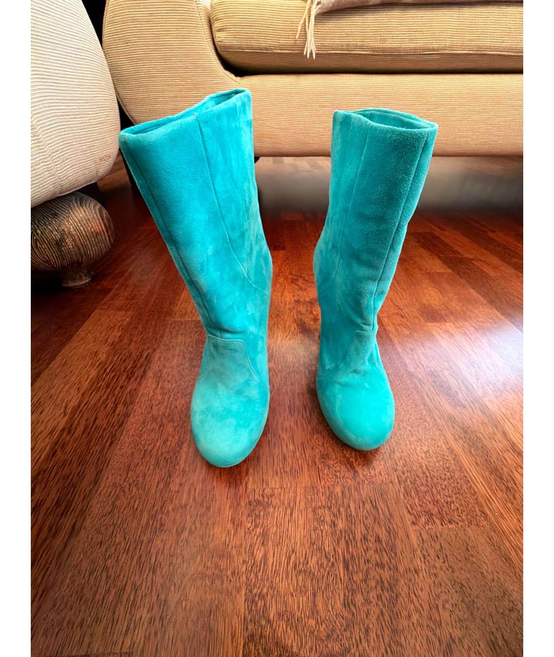 VERSACE Бирюзовые замшевые ботильоны, фото 2