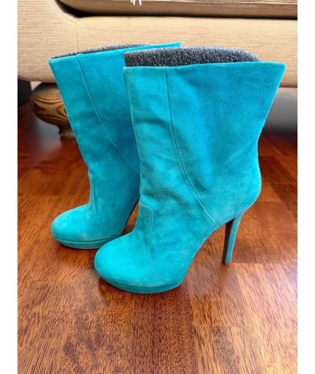 VERSACE Бирюзовые замшевые ботильоны, фото 8