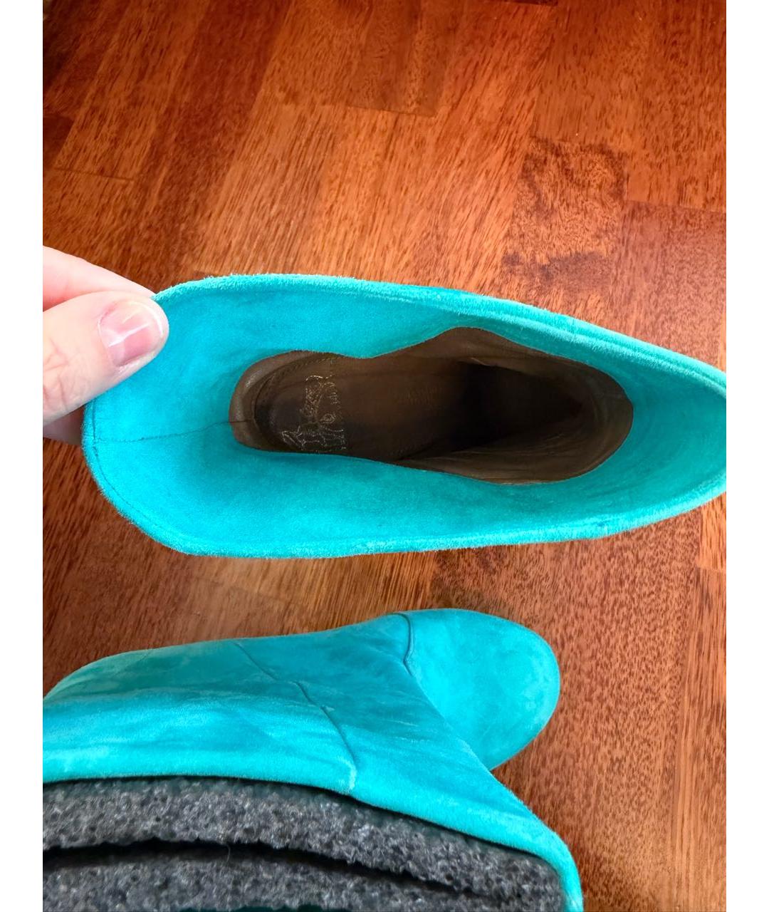 VERSACE Бирюзовые замшевые ботильоны, фото 6